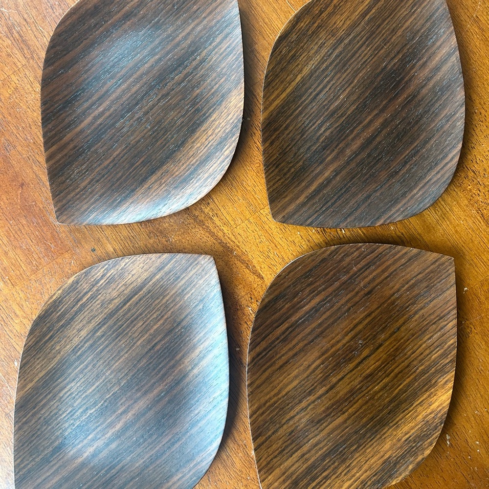 RARE Shigemichi Aomine Qty 4 Trays Vintage Teak Molded Bentwood Tray EUC